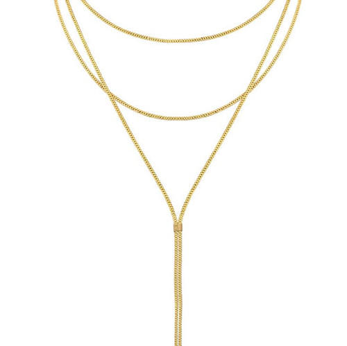 Gold plated women jewellery OEM three layered snake chain necklace